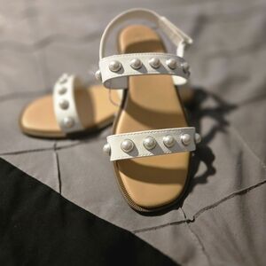 Cat & Jack White Pearl Strap Girls Sandals